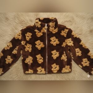 Charming Teddy Bear Patterned Jacket